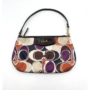 Coach Y2K Ashley Hand Drawn Scarf‎ Print Sateen Wristlet/Clutch - Multicolor